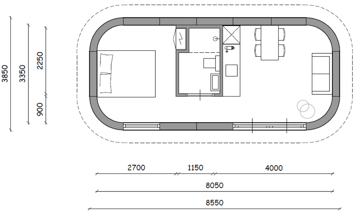 Plattegrond Silva 32 m²