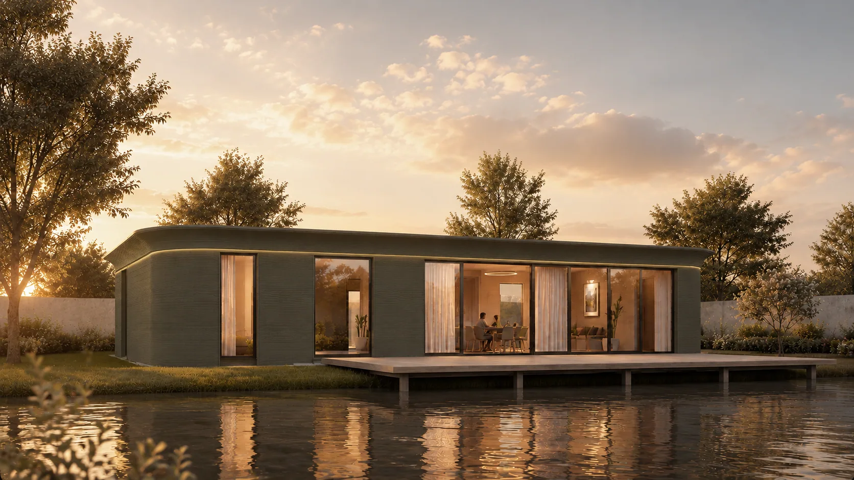 Silva Serenity luxe gastenverblijf aan het water bij zonsondergang